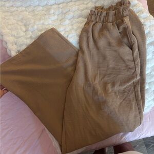 Tan Wide-Leg Pants